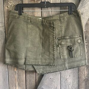 NWT Anthropologie Pilcro Army Green Asymmetrical Mini Skirt